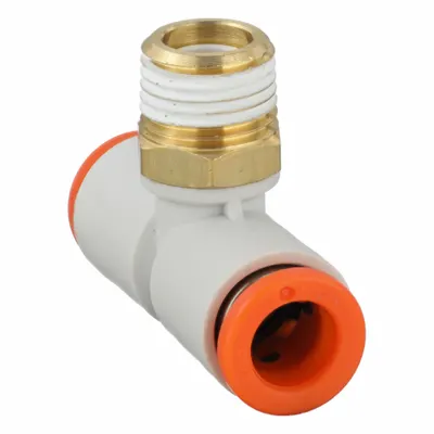 SMC KQ2T07-01AS Polybutylene & Brass Tube Fitting, 1/4 in Pipe Size, White - Polybutylene & Brass Tube Fittings