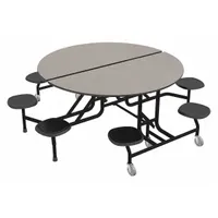 PALMER HAMILTON Cafeteria Stool Table: Gray Glace, Stool Seat, 29 in Overall Ht, 79 in Overall Lg (MPN 59T122960RD-S8GB)