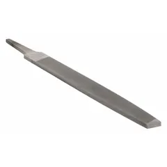 This rectangular file features a tapered single-cut design with a smooth cut and natural finish. It measures 6 inches in length without tang, 5/8 inch in width, and 7/64 inch in thickness. Suitable for precision metalworking, deburring, and finishing flat surfaces.