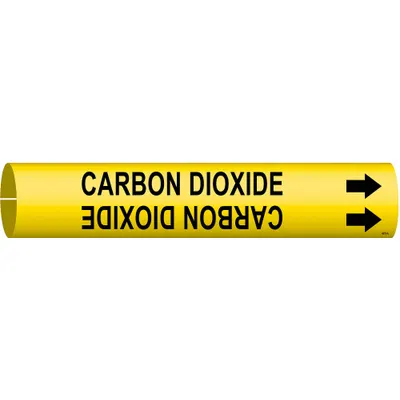 BRADY Pipe Marker: Carbon Dioxide, Yellow, Black, Fits 3/4 to 1 3/8 in Pipe O.D. - Carbon Dioxide Snap-On Pipe Markers