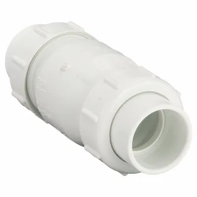 Dayton True Union Swing Waste Water Check Valve: Inline Valve Body, 1 1/2 in Pipe Size - PVC Inline Swing Check Valves
