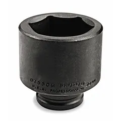 This 3/4" drive impact socket is designed for use with impact wrenches in heavy-duty fastening and loosening of 43 mm metric nuts and bolts. It features a 6-point configuration for secure engagement and a black oxide finish. Overall length is 2 3/4 inches.