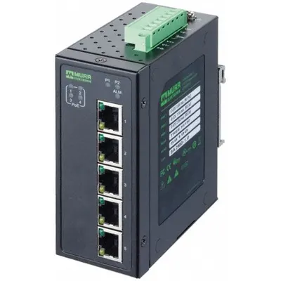 MURRELEKTRONIK Ethernet switch: Unmanaged, DIN Rail, 5 Ports, RJ45, 1000 mbps/Ethernet/Gigabit - DIN Rail-Mount PoE Ethernet Switches