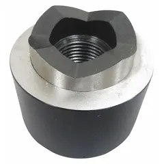 A hydraulic punch driver die designed for use with compatible hydraulic punch drivers. Used to create clean, precise holes in sheet metal, electrical enclosures, and other industrial materials for installing conduits, cables, or fittings.