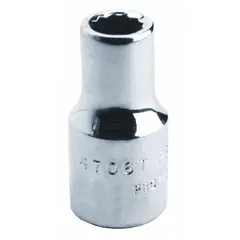 This 1/4" drive hand socket features a 9/32" socket size with a 12-point configuration for improved grip on hex fasteners. Made of chrome, it is standard depth and not tether capable. Suitable for tightening or loosening fasteners in automotive, industrial, and general mechanical applications.