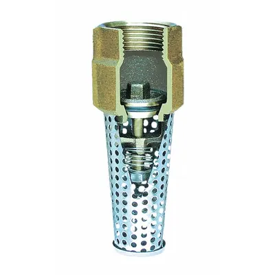 SIMMONS Foot Valve: Spring, Silicon Bronze, Inline, 1 1/4 in Pipe Size, FNPT, Pumps - Foot Valves