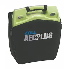 This soft storage bag is designed to protect and transport an automated external defibrillator (AED). It is suitable for use in emergency medical services, healthcare facilities, and industrial safety programs. The bag is black with an overall width of 9 inches and overall depth of 9 1/2 inches.