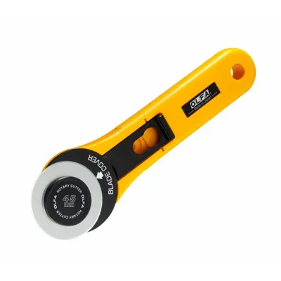 OLFA Rotary Cutter: Straight, 1 3/4 in Blade Dia, Tungsten, 7 in Handle Lg - Non-Retracting Rotary Cutters