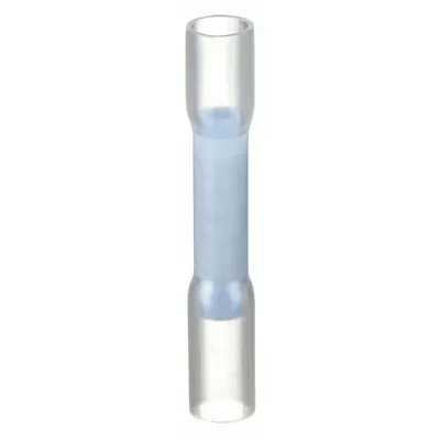 VELVAC Butt Splice Connector: Blue, Nylon with Heat Shrink, For Wire Size 16 AWG – 14 AWG - Insulated Butt Splice Connectors with Heat Shrink