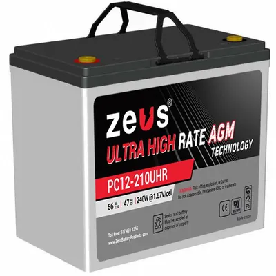 ZEUS BATTERY PRODUCTS Sealed Lead Acid Batteries: 12V DC, 56 Ah Capacity, 7.87 in Ht, 5.43 in Wd - AGM Sealed Lead Acid Batteries