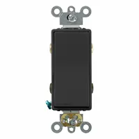 LEVITON Wall Switch: Rocker Switch, 4-Way, Maintained, Black, 120/277V AC, 20 A (MPN 5624-2E)