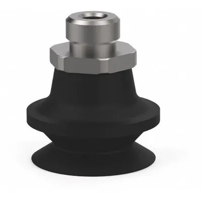 DE-STA-CO Vacuum Pad Assembly: G1/8 in, 20.07 mm Pad Dia, NBR, Black, 7.62 mm Pad Ht - Bellows Type Small-Payload Vacuum Pad Assemblies