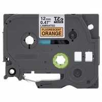 Combined Label and Ribbon Cartridge: 15/32 in x 16 3/8 ft, Polyester, Fluorescent Orange (Gloss) (MPN TZEB31G)