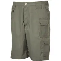 Men's tactical cargo shorts in Olive Green with a 28 in waist and 9 1/2 in inseam. Features 8 pockets for carrying tools and gear. Suitable for fieldwork, training, or patrol