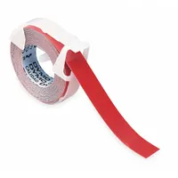 Embosser Label Tape: 3/8 in x 23 ft, Red, Vinyl, Office Mate II/Rhino M1011, Indoor/Outdoor (MPN 520102)