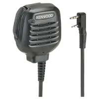 The KENWOOD KMC-45D is a speaker microphone designed for use with NX-P1000 Series two-way radios. It features a 2.5 mm jack and a 2-pin radio connector, with a Push To Talk button for convenient voice transmission. The microphone is black and enables hands-free or remote communication in various operational settings