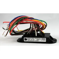 This 12V DC flasher relay is designed for use with tail lights in vehicle lighting systems. It includes an 18-inch wire lead for connection. The relay controls the flashing pattern of tail lights on emergency or commercial vehicles.