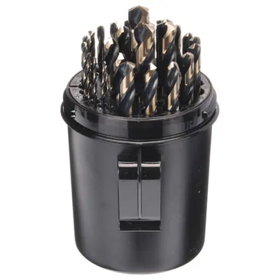 CLE-LINE Jobber Length Drill Bit Set: 29 Pc, 1/16" to 1/2" by 64ths, 135° Split Point - General Purpose High-Speed Steel Jobber-Length Drill Bit Sets