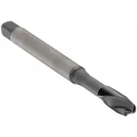 This spiral-flute tap is designed for threading aluminum and non-ferrous materials. Its spiral flute design evacuates chips upward, making it suitable for through-hole and blind-hole tapping in CNC and manual machining operations. Features a plug chamfer and TiN+CrC/C coating on cobalt steel