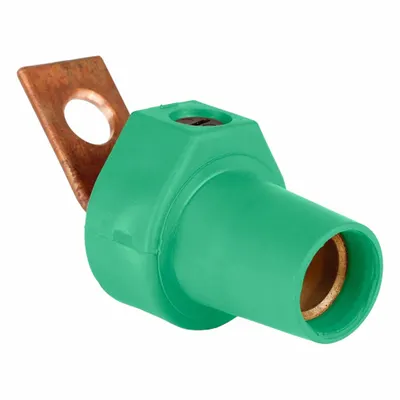 LEVITON Single Pole Receptacle: Green, Straight Taper Nose Mating - Receptacles with Bus Bar Terminations