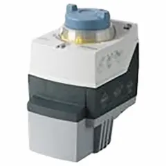 Fail-safe zone valve actuator for HVAC systems, designed for normally open MT series valves. Operates on 24V AC/DC power with spring return mechanism to ensure valve closure on power loss. Suitable for controlling water or steam flow in commercial building applications.