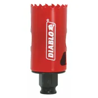 Bi-metal hole saw for cutting wood, metal, and plastic. Features 4 teeth per inch and a maximum cutting depth of 2-3/8 inches. Snap-Lock Plus™ arbor system (arbor sold separately). Suitable for electrical, plumbing, and construction applications