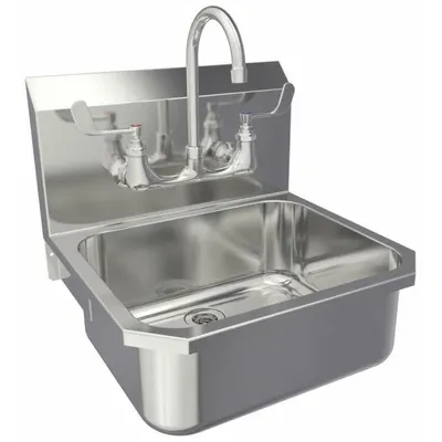 SANI-LAV Sink: 1 Stations, 7 in Bowl Dp, 17 in Bowl Lg, 14 in Bowl Wd, Faucet Included - One-Station Wall-Mounted Hand Sinks with Faucets