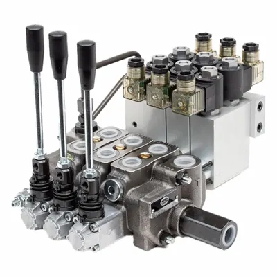 HYDRO CUSTOM Hydraulic Directional Control Valve: Four-Way / Three Positions - Stack Valve Working Sections