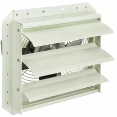 This corrosion-resistant shutter-mount exhaust fan features a fiberglass frame and a totally enclosed air-over motor. It delivers 900 cfm at a single speed, powered by a 1/8 hp, 115V AC, single-phase motor. Suitable for exhausting corrosive fumes, moisture, or dust in industrial ventilation applications.
