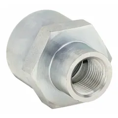 Female NPT threaded x female NPT threaded straight pipe fitting, 2 in x 1 1/2 in, rated for 1,500 psi maximum operating pressure. Used to connect or extend metal piping in hydraulic, pneumatic, and process fluid systems requiring leak-resistant joints.