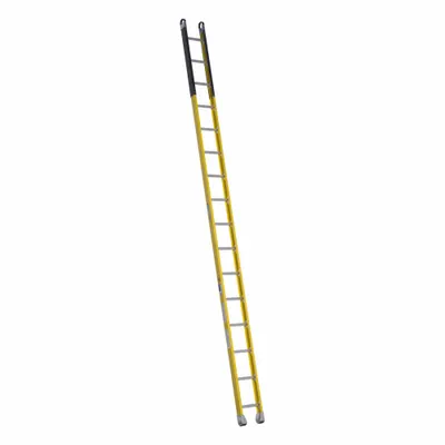 WERNER Straight Ladder: 16 ft Ladder Size, Fiberglass, 375 lb Load Capacity, 40 lb Wt - Manhole Non-Conductive Fiberglass Ladders