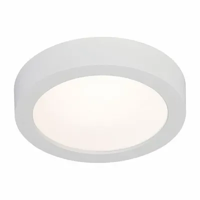 LIGHTOLIER Round LED Surface Mount: 7 in Dia, White, 5/8 in Ht, 1,000 lm - Round Flush-Mount Lights with Plastic Band