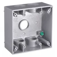 BELL Electrical Box: Aluminum, Square, 2 Gangs, 3/4 in Hub Size, 31 cu in Capacity, Gray (MPN 5345-0)