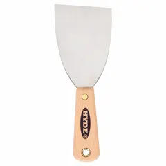 Standard scraper with a full, straight carbon steel blade and hardwood handle. Designed for scraping applications such as removing paint, adhesive, or joint compound from flat surfaces.