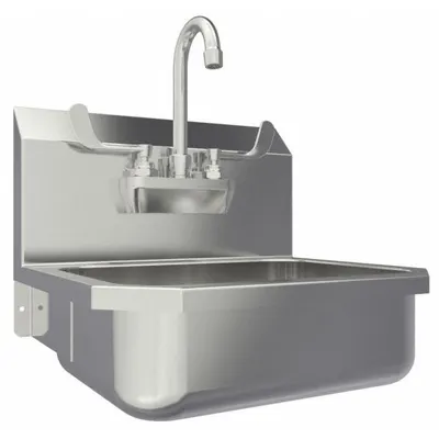 SANI-LAV Hand Sink: 1 Stations, 5 in Bowl Dp, 14 in Bowl Lg, 11 in Bowl Wd, Faucet Included - One-Station Wall-Mounted Hand Sinks with Faucets