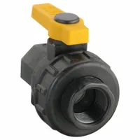 BANJO Manual Two-Way Ball Valve: 1 in, Polypropylene, Straight, FNPT x FNPT Union, Three-Piece (MPN SUV100FP)