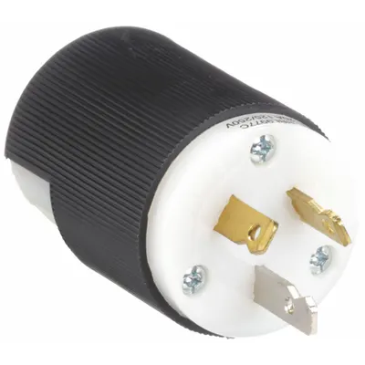 BRYANT Straight Blade Plug: 10-20P, 125/250V AC, 20 A, 3 Pole, 3 Blade, Black/White (MPN 9151N) - General Purpose Plugs
