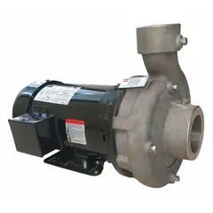 This straight centrifugal pump is designed for water transfer, irrigation, and industrial fluid handling. It operates on 208-240/480V AC, delivers a maximum head of 50 ft, and features a TEFC motor enclosure for protection against dust and moisture. Intake is 2 1/2 in, discharge is 2 in.