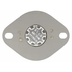 Fixed thermostat for Whirlpool washing machines and dryers. Regulates temperature during operation to maintain proper thermal control. Used in appliance repair and maintenance.