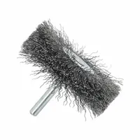 This crimped steel wire brush is designed for light cleaning of carbon steel surfaces, such as removing rust, paint, or light scale. It has a 3" diameter, 5/8" width, 0.012" fill, and a 1/4" shank. Commonly used in metal fabrication, maintenance, and repair shops