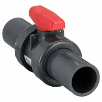 SPEARS Manual Two-Way Ball Valve: 1 1/4 in, PVC, Straight, Socket x Socket, Full Port Ball Port, Tee (MPN 3622R-012)