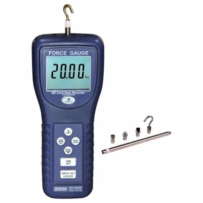 REED INSTRUMENTS Data Logging Force Gauge: 44 lbf Max Force Measured, 20 kgf Min Force Measured - Digital Force Gauges