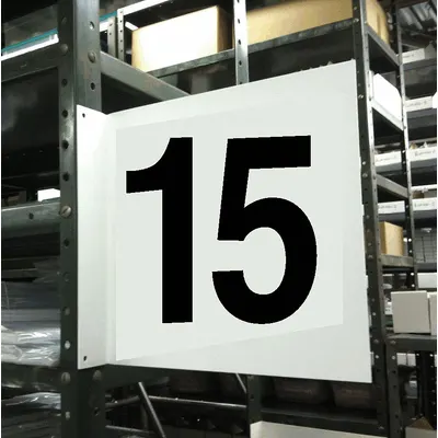 STRANCO Projecting Aisle Sign: Vinyl, Adhesive Sign Mounting, 12 in x 12 in Nominal Sign Size - Aisle 15 Signs