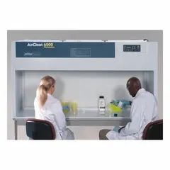 This fully assembled clean bench includes a base/stand and work surface. It provides a controlled environment for applications requiring a sterile, particle-free workspace, such as tissue culture or electronics assembly. HEPA-filtered airflow protects samples from contamination.