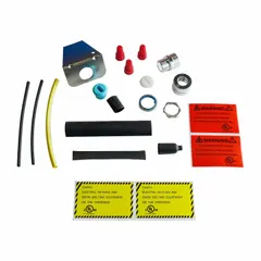 This kit provides all materials needed for one hard-wired power connection into a standard junction box. It is designed for use with electric heating cables, enabling safe termination of the heating cable circuit.