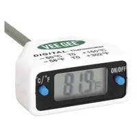 VEE GEE Digital Thermometer: 14°F to 212°F /-10°C to 100°C, ±0.5°C/±1°F, 0.1°F /0.1°C (MPN 83210-12)