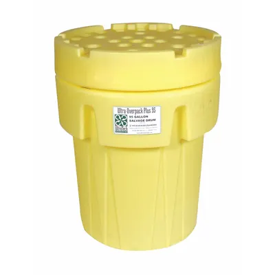 ULTRATECH Overpack Drum: LDPE, 95 gal, Screw-On Lid, Unlined/No Interior Coating - Nestable Plastic Overpack Drums