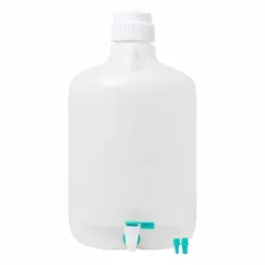 APPROVED VENDOR 5.28 gal Polypropylene Round Carboy with Bottom Spigot, 300 mm Body Dia, 2 Handles