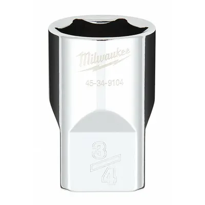MILWAUKEE Standard Socket: SAE, 1/2 in Drive Size, 3/4 in Socket Size, 6-Point, Std - Anti-Roll Hand Sockets