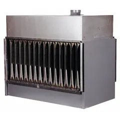 Gas-fired duct furnace with 300,000 BtuH heating capacity input. Constructed with 409 stainless steel. Features a bottom configuration and 3/4 in male NPT connection. Designed for installation in ductwork to heat air in commercial or industrial spaces.